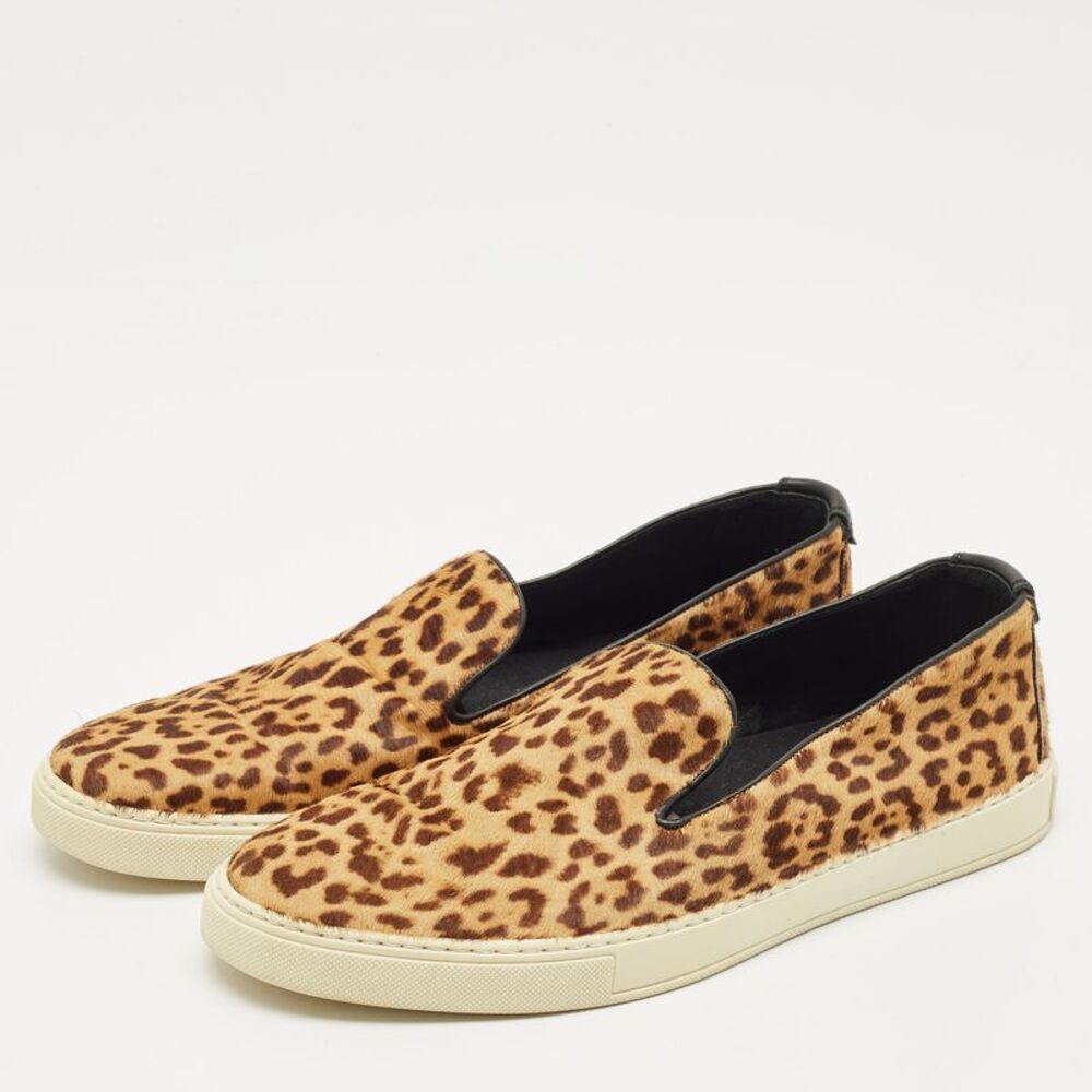 Saint Laurent Brown/black Calf Hair And Leather Slip On Sneakers Size 44 - Picture 2 of 7